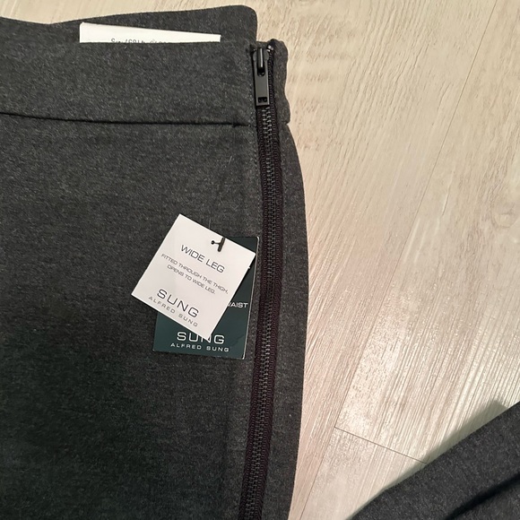 ALFRED SUNG Charcoal Wide Leg Pants - Picture 4 of 9